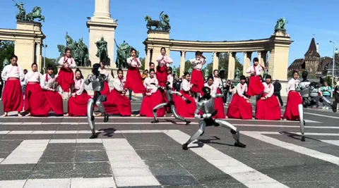 Unitree G1 Robot Squad Rehearses Kung-Fu in Budapest