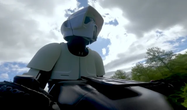 Imperial Scout Trooper Tests Volonaut Airbike in Epic Star Wars Mashup